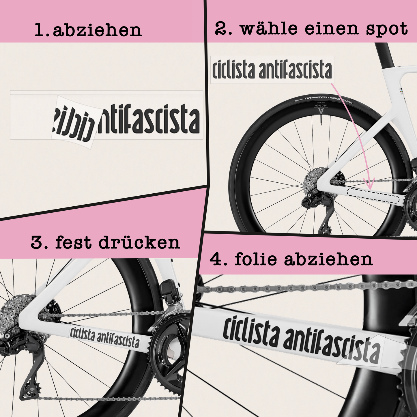 transferaufkleber - 2stk. ciclista antifascista