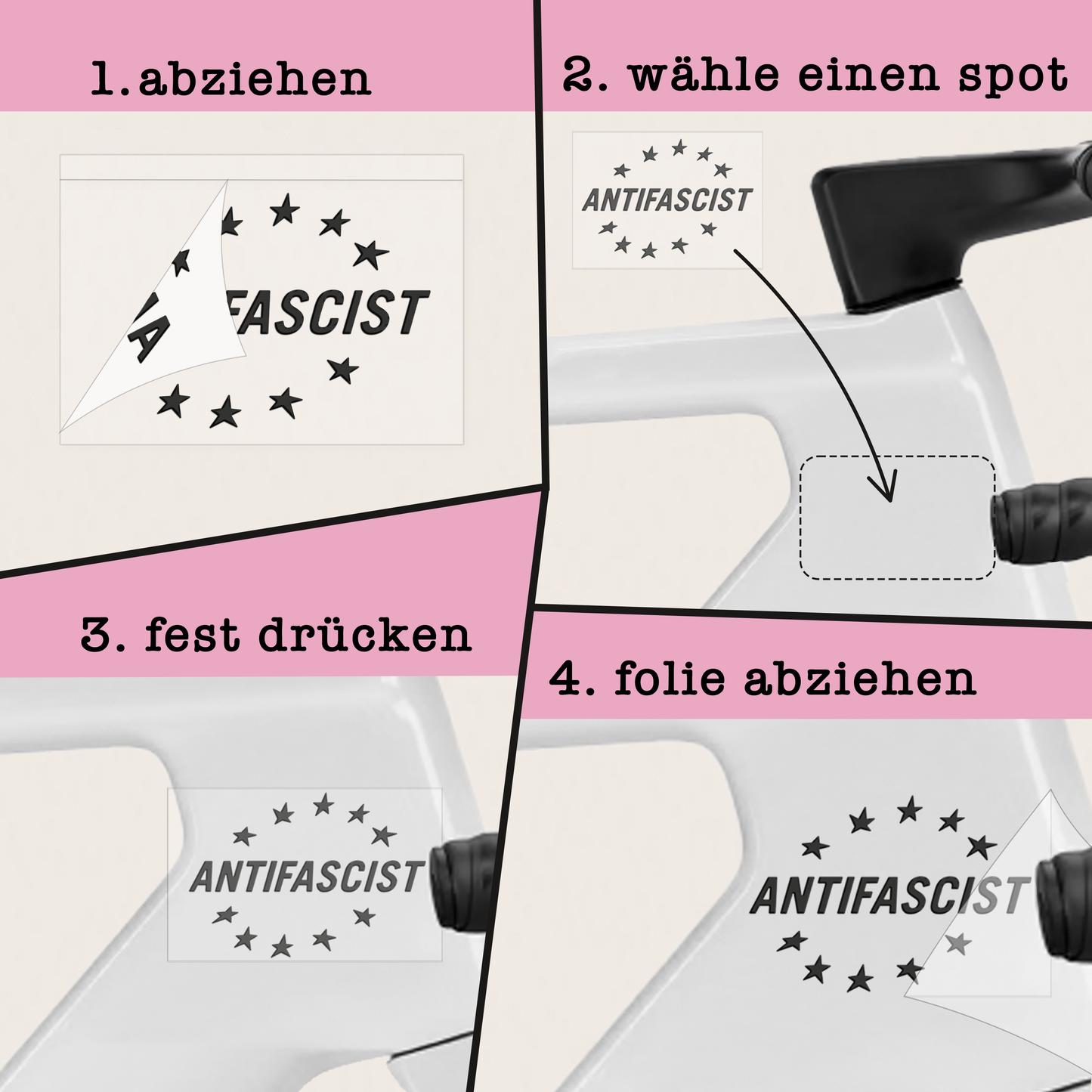 transferaufkleber - 2stk. anti fascist